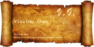 Viszlay Irma névjegykártya